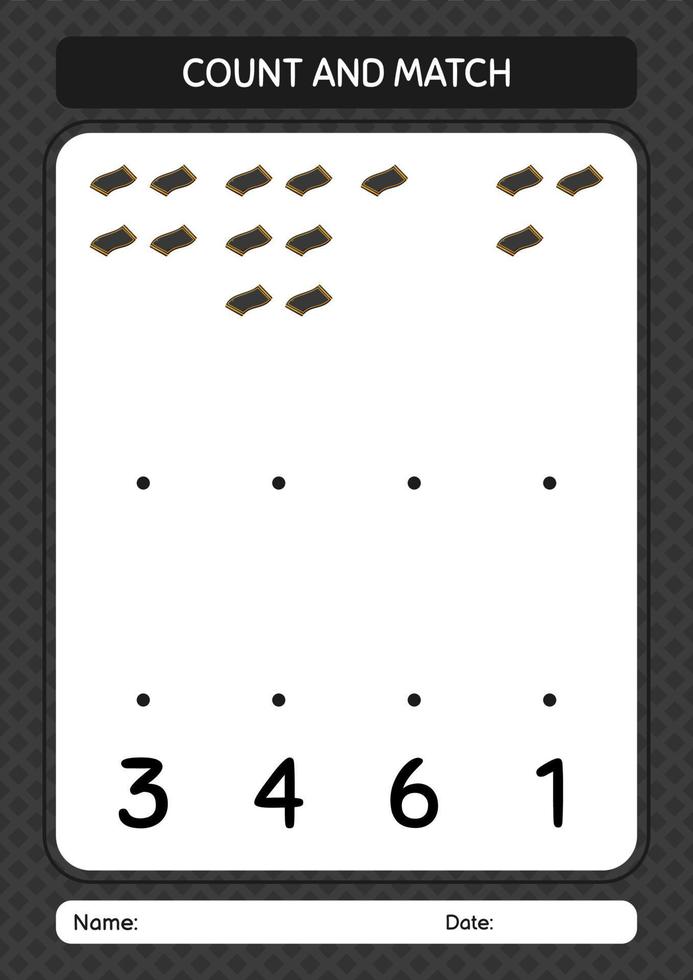 Count and match game with prayer rug. worksheet for preschool kids, kids activity sheet vector