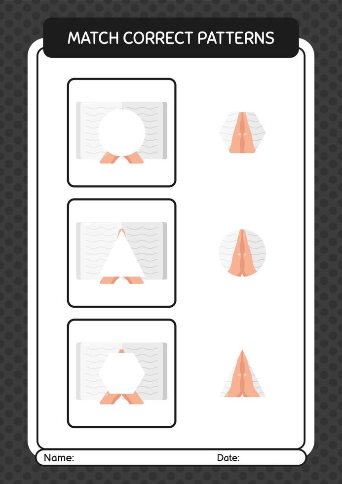 Match pattern game with quran. worksheet for preschool kids, kids activity sheet vector