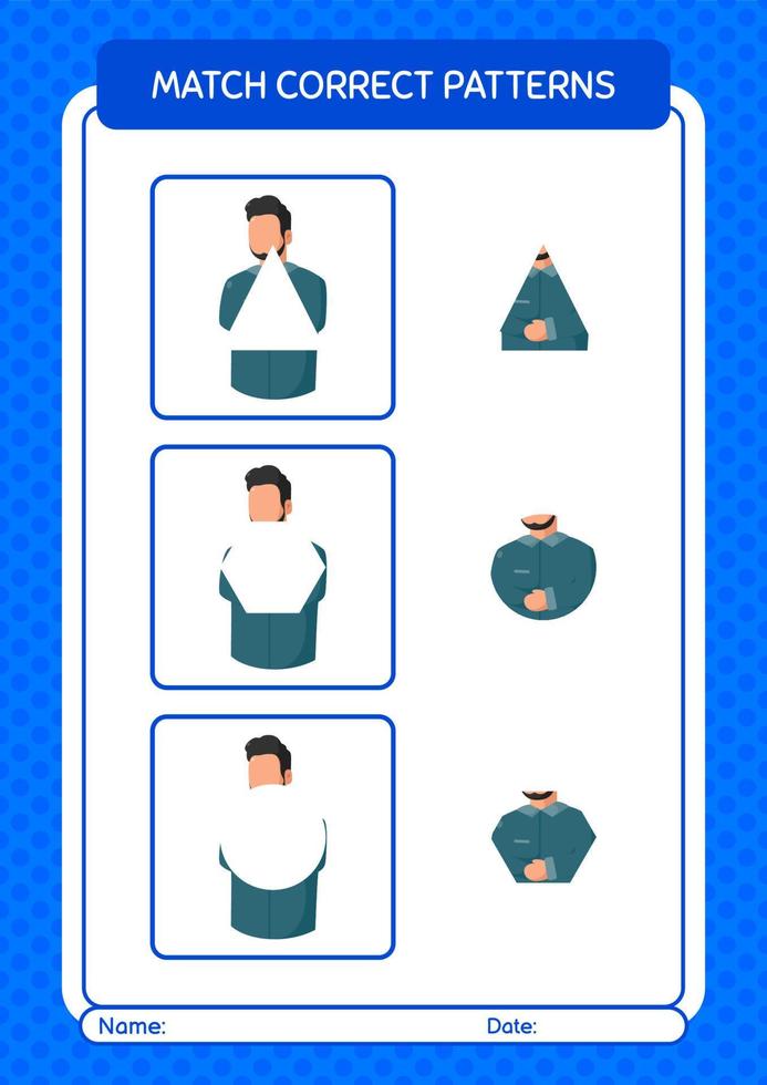 Match pattern game with praying. worksheet for preschool kids, kids activity sheet vector