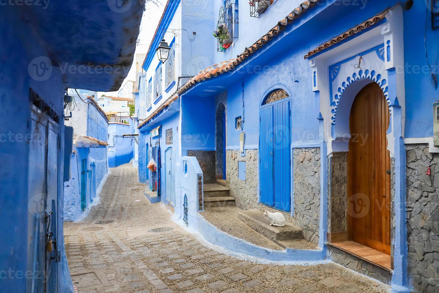 Street in Chefchaouen, Morocco photo