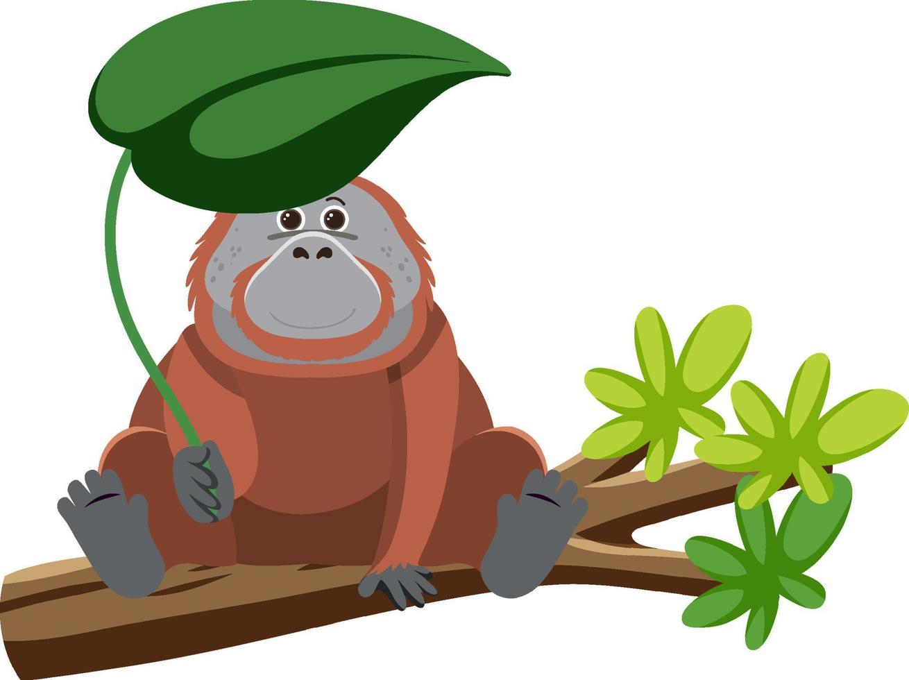 lindo orangután en estilo plano aislado vector