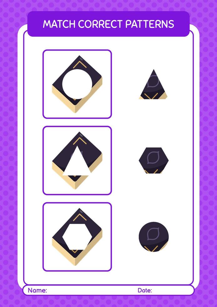Match pattern game with quran. worksheet for preschool kids, kids activity sheet vector