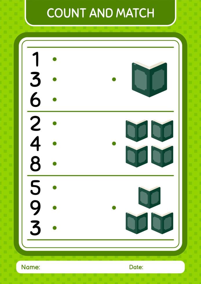 Count and match game with quran. worksheet for preschool kids, kids activity sheet vector