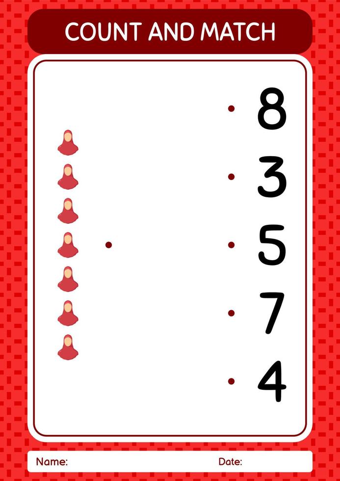 Count and match game with female moslem. worksheet for preschool kids, kids activity sheet vector