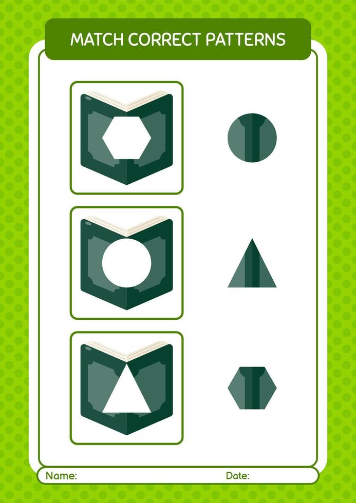 Match pattern game with quran. worksheet for preschool kids, kids activity sheet vector