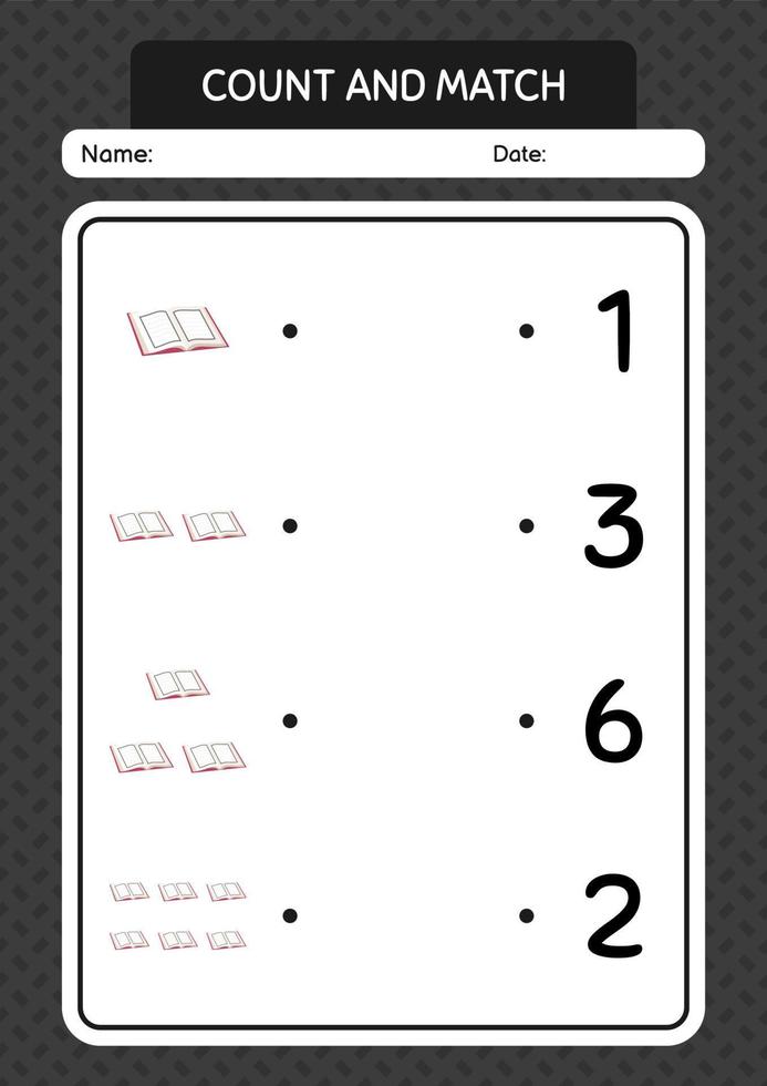 Count and match game with quran. worksheet for preschool kids, kids activity sheet vector