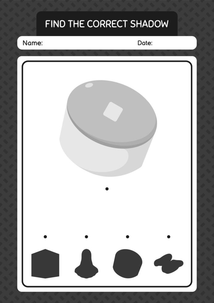 Find the correct shadows game with cap. worksheet for preschool kids, kids activity sheet vector