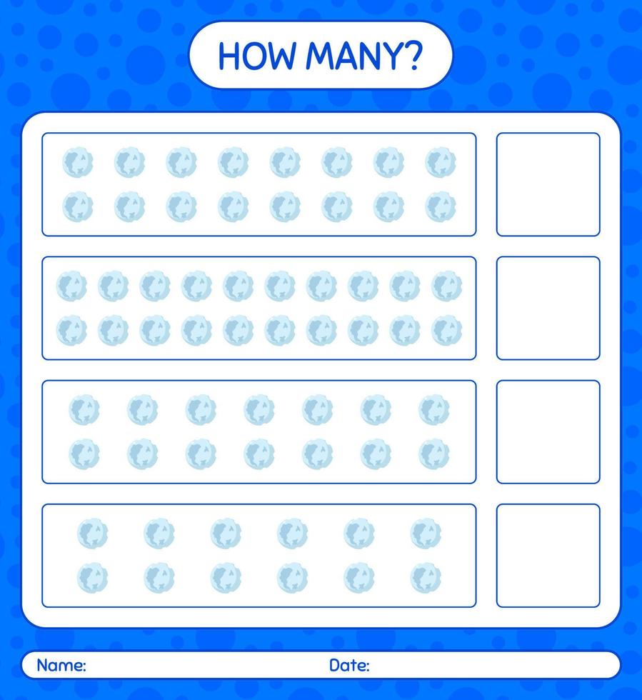 How many counting game with full moon. worksheet for preschool kids, kids activity sheet vector