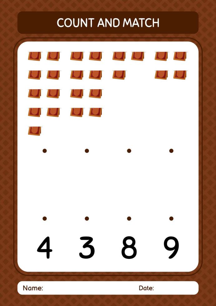 Count and match game with prayer rug. worksheet for preschool kids, kids activity sheet vector