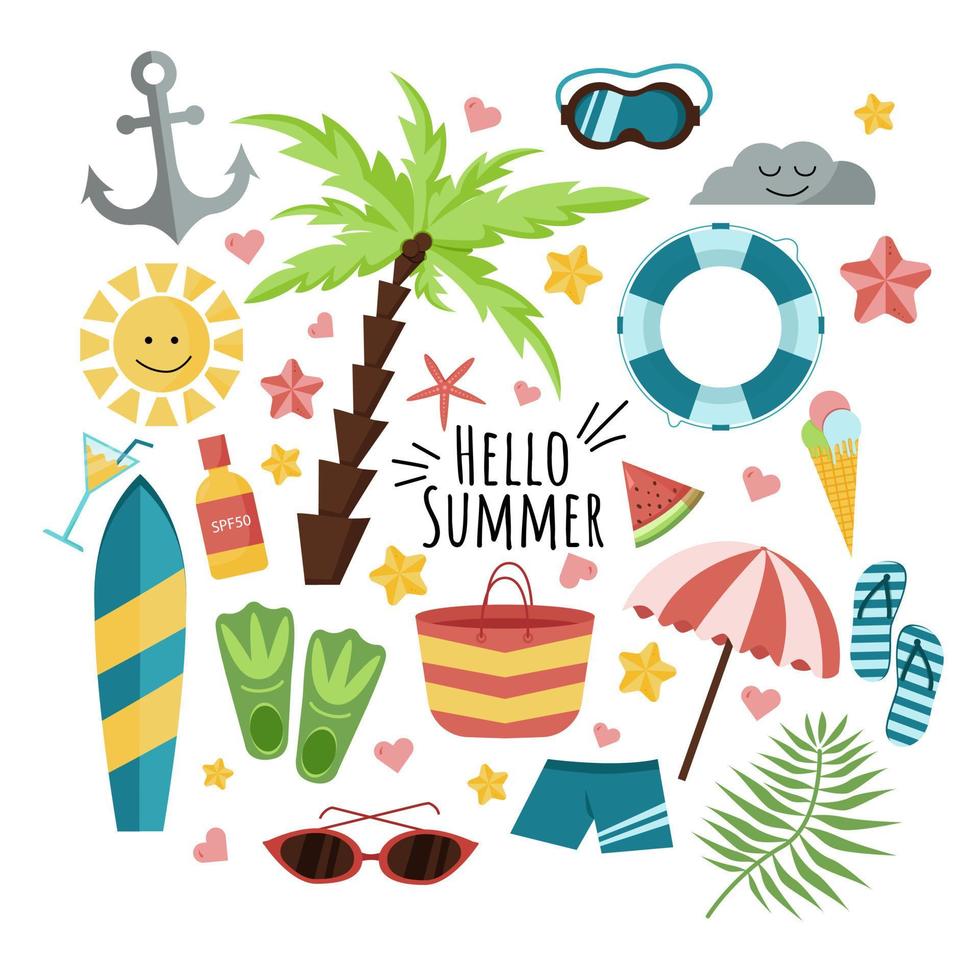 Collection of summer vector items