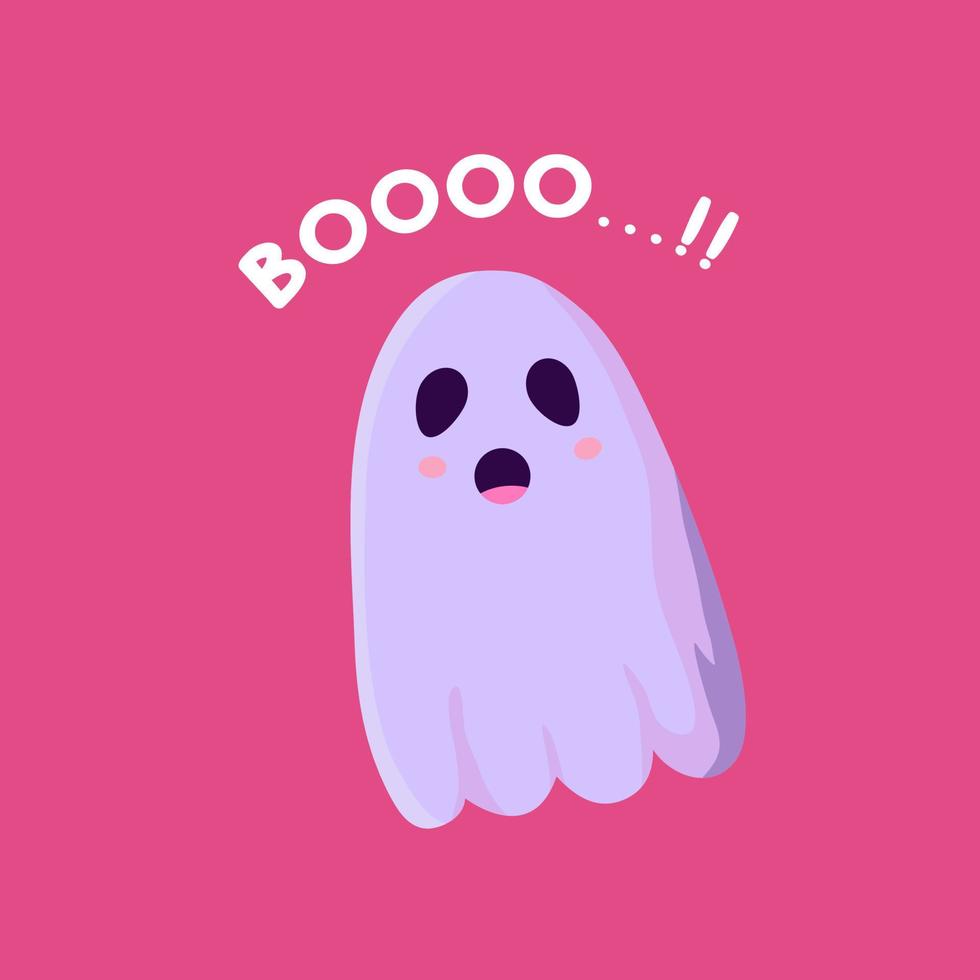 Cute ghost is trying to scare you vector