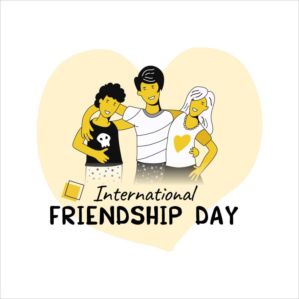 Three Friends Celebrating International Friendship Day vector