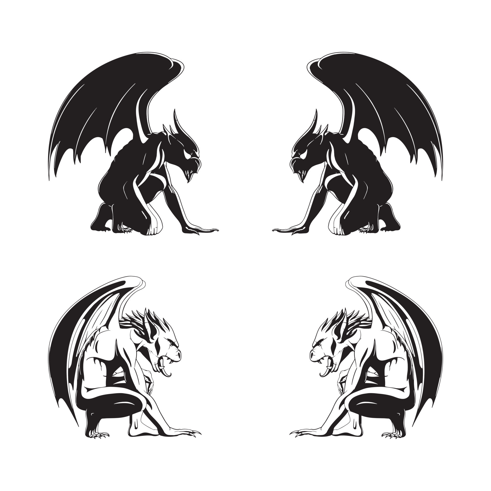 Gargoyle Silhouette Line Art 8276211 Vector Art at Vecteezy