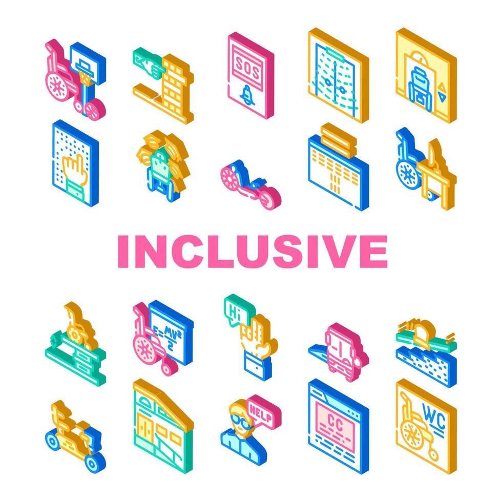 Inclusive Life Tool Collection Icons Set Vector