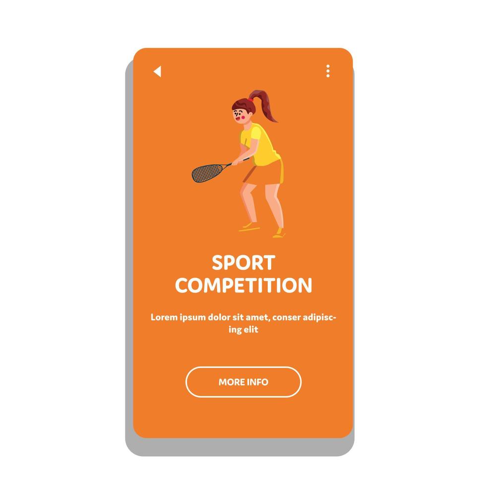 deporte competencia squash juego mujer jugador vector