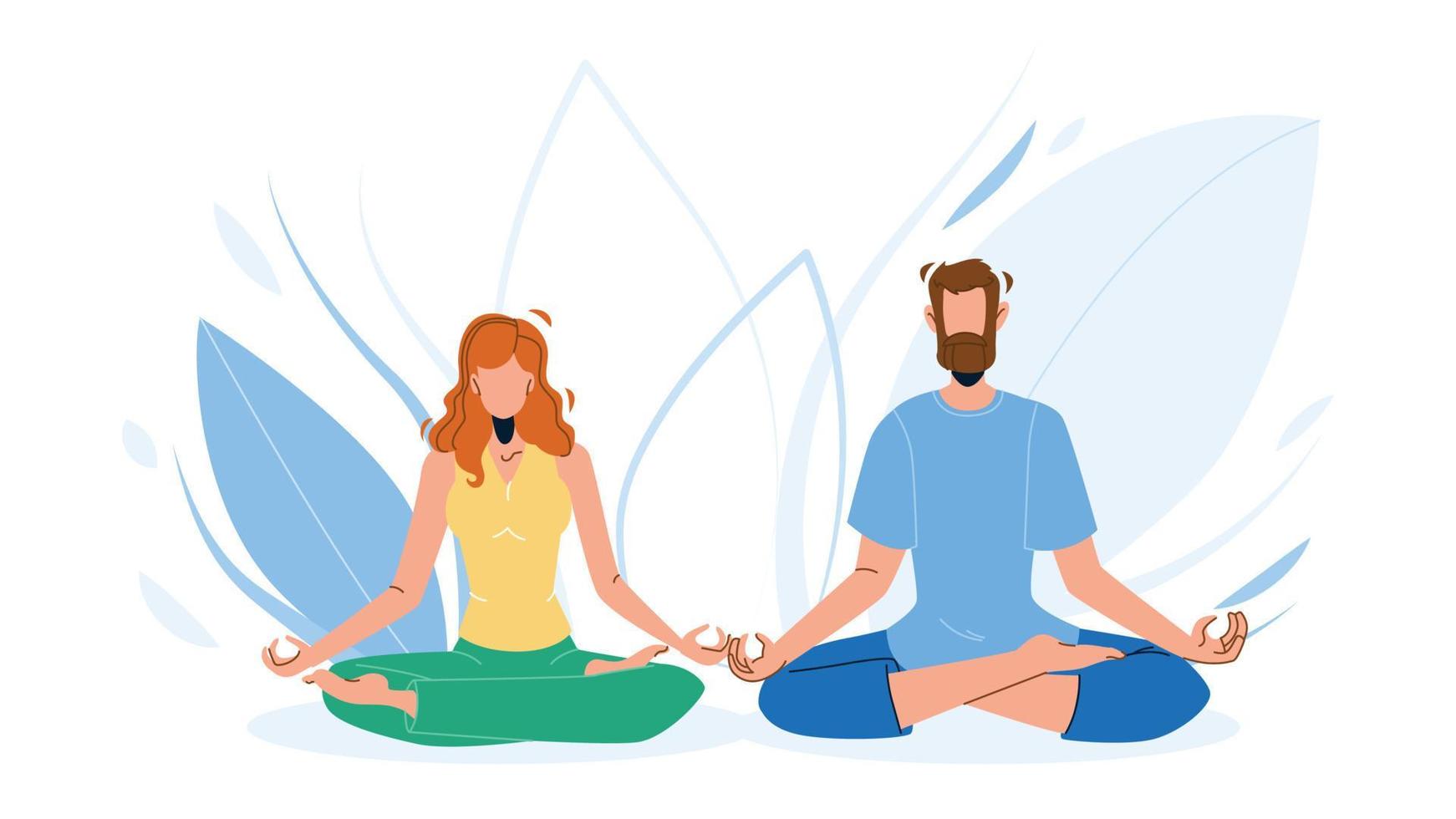 Consciousness Mind Meditating Man And Woman Vector