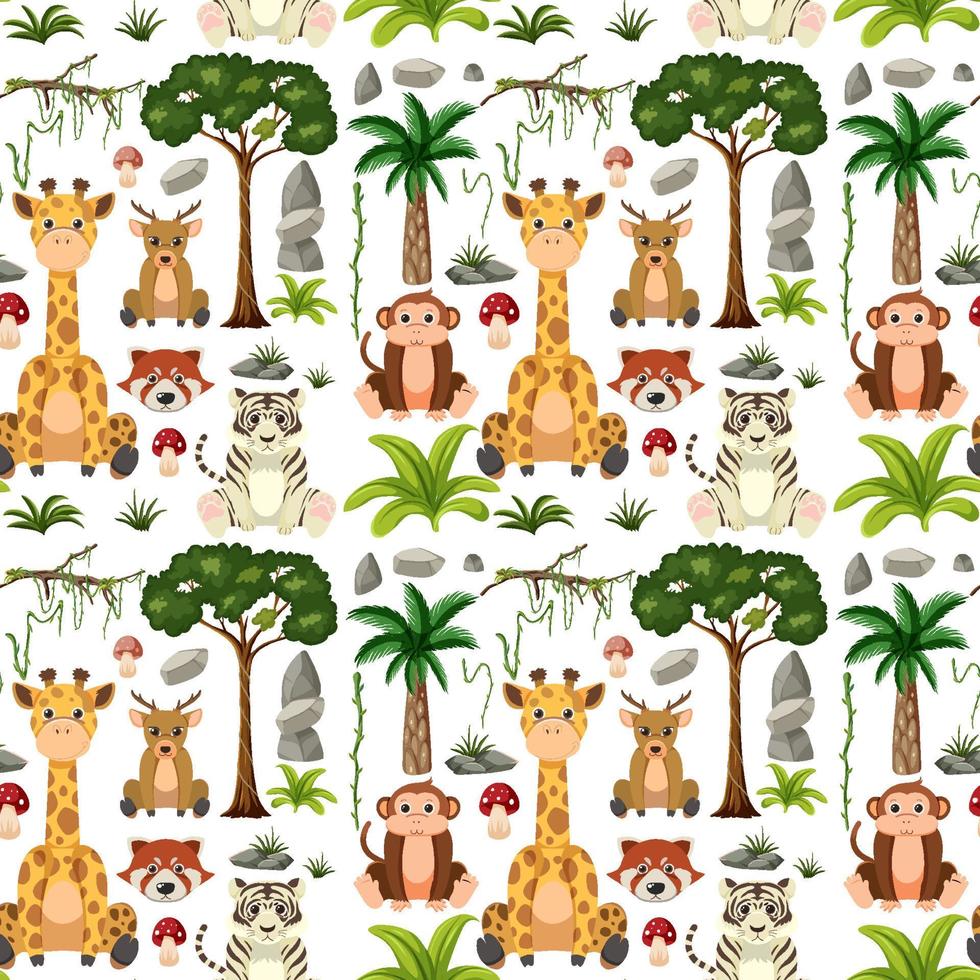 Cute animals seamless pattern vector