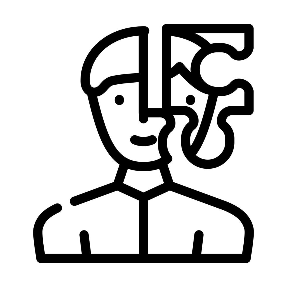 client puzzle kyc line icon vector illustration