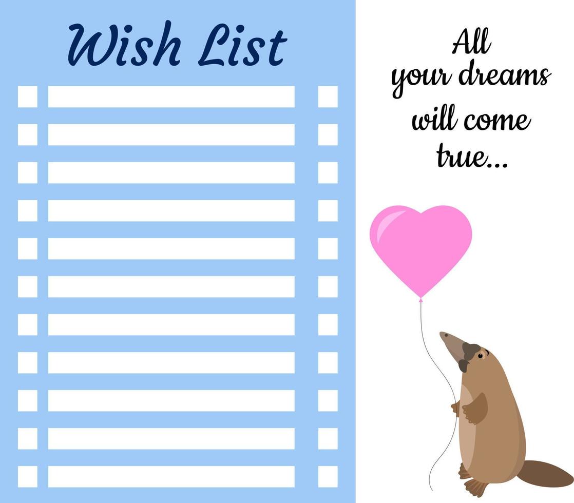 My wish list Page template  Hand-drawn graphics   Vector illustration