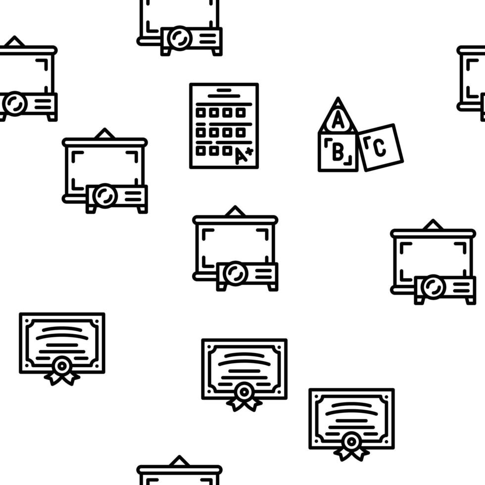 School Stationery Accessories Vector Seamless Pattern