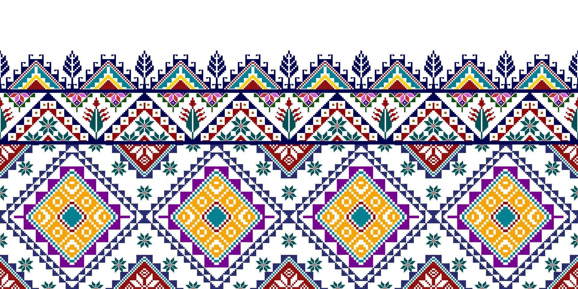 diseño de patrones sin fisuras étnicos ikat. alfombra de tela azteca adornos de mandala decoraciones textiles papel tapiz. fondo de vector de bordado tradicional de pavo étnico nativo boho tribal