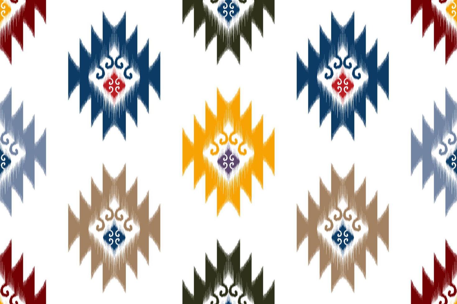 Ikat ethnic seamless pattern design. Aztec fabric carpet mandala ornaments textile decorations wallpaper. Tribal boho native ethnic turkey traditional embroidery vector background