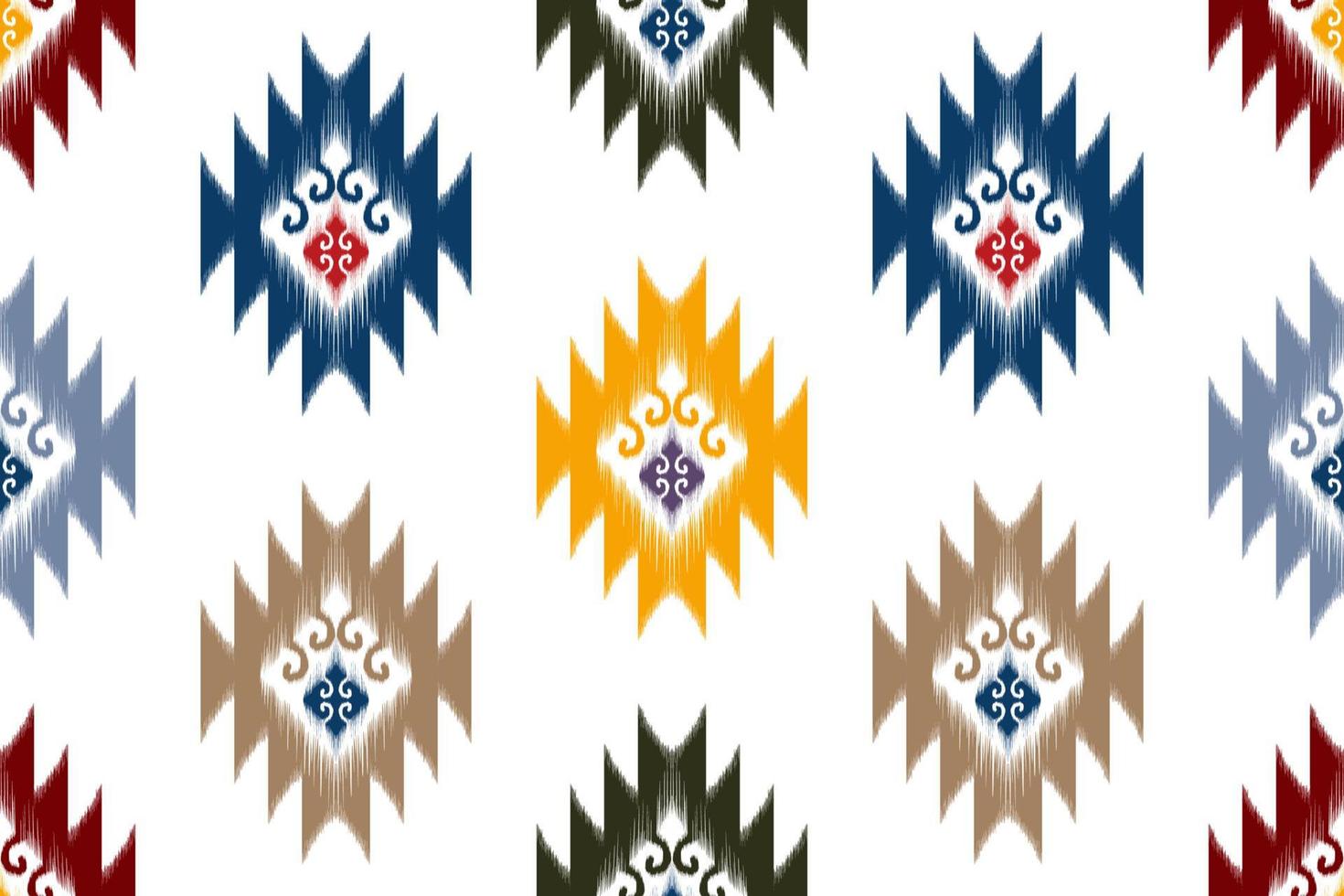 diseño de patrones sin fisuras étnicos ikat. alfombra de tela azteca adornos de mandala decoraciones textiles papel tapiz. fondo de vector de bordado tradicional de pavo étnico nativo boho tribal