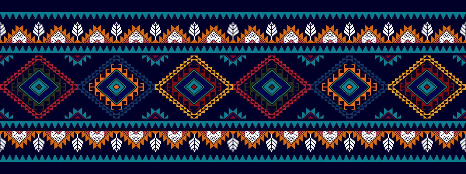 diseño de patrones sin fisuras étnicos ikat. alfombra de tela azteca adornos de mandala decoraciones textiles papel tapiz. fondo de vector de bordado tradicional de pavo étnico nativo boho tribal