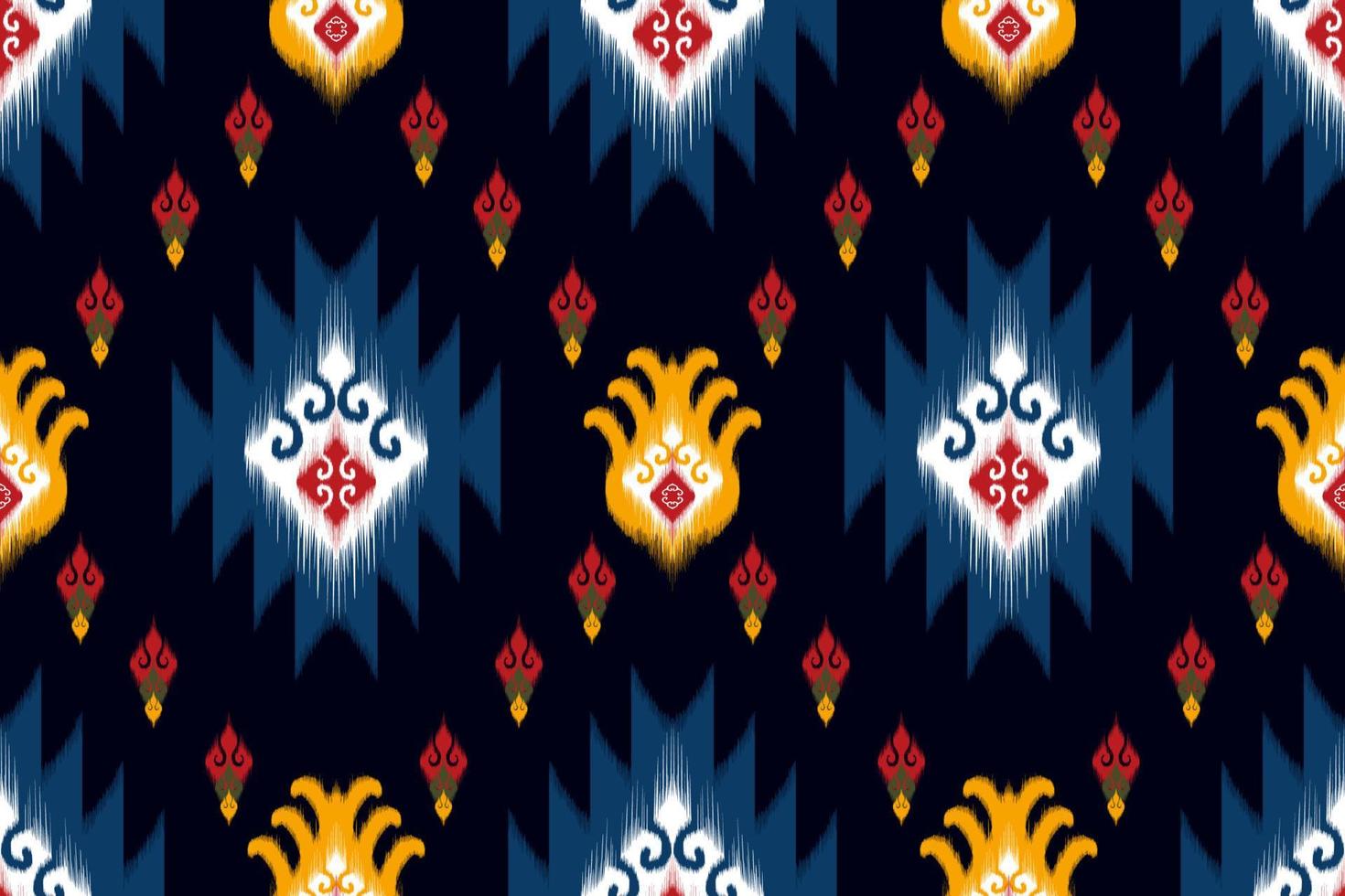 Ikat ethnic seamless pattern design. Aztec fabric carpet mandala ornaments textile decorations wallpaper. Tribal boho native ethnic turkey traditional embroidery vector background