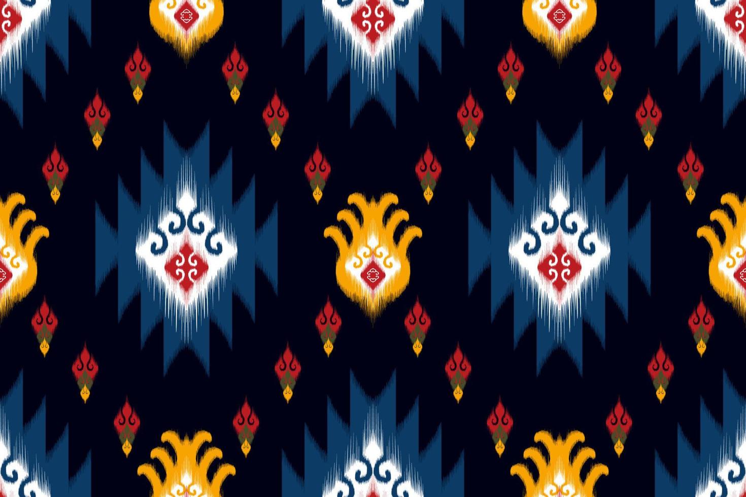 Ikat ethnic seamless pattern design. Aztec fabric carpet mandala ornaments textile decorations wallpaper. Tribal boho native ethnic turkey traditional embroidery vector background