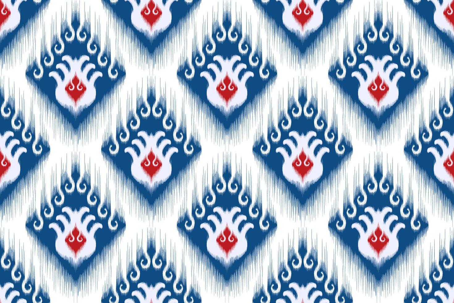 Ikat ethnic seamless pattern design. Aztec fabric carpet mandala ornaments textile decorations wallpaper. Tribal boho native ethnic turkey traditional embroidery vector background