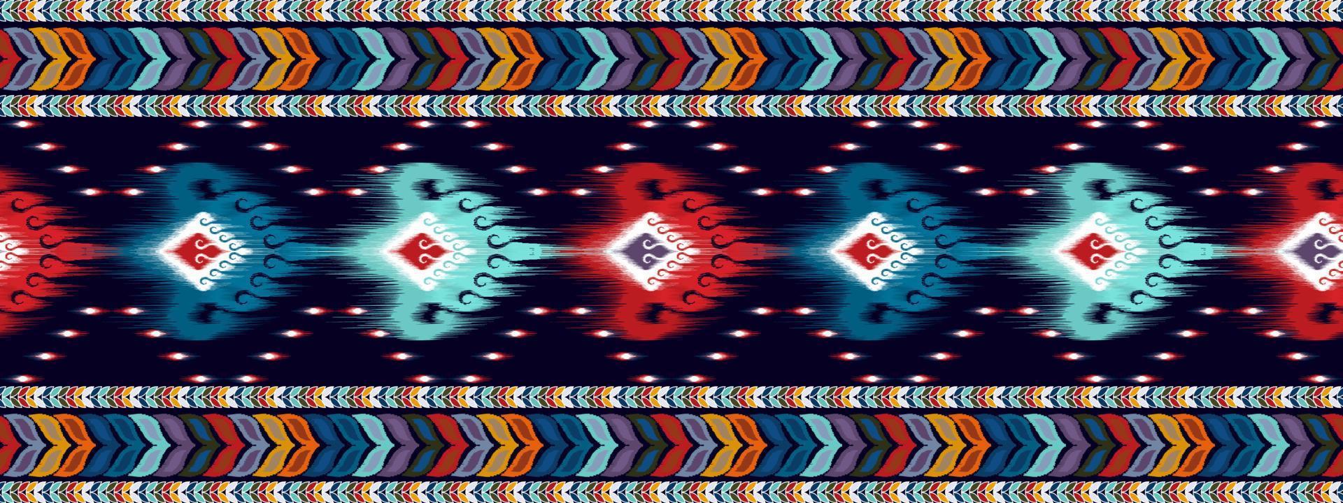 Ikat ethnic seamless pattern design. Aztec fabric carpet mandala ornaments textile decorations wallpaper. Tribal boho native ethnic turkey traditional embroidery vector background