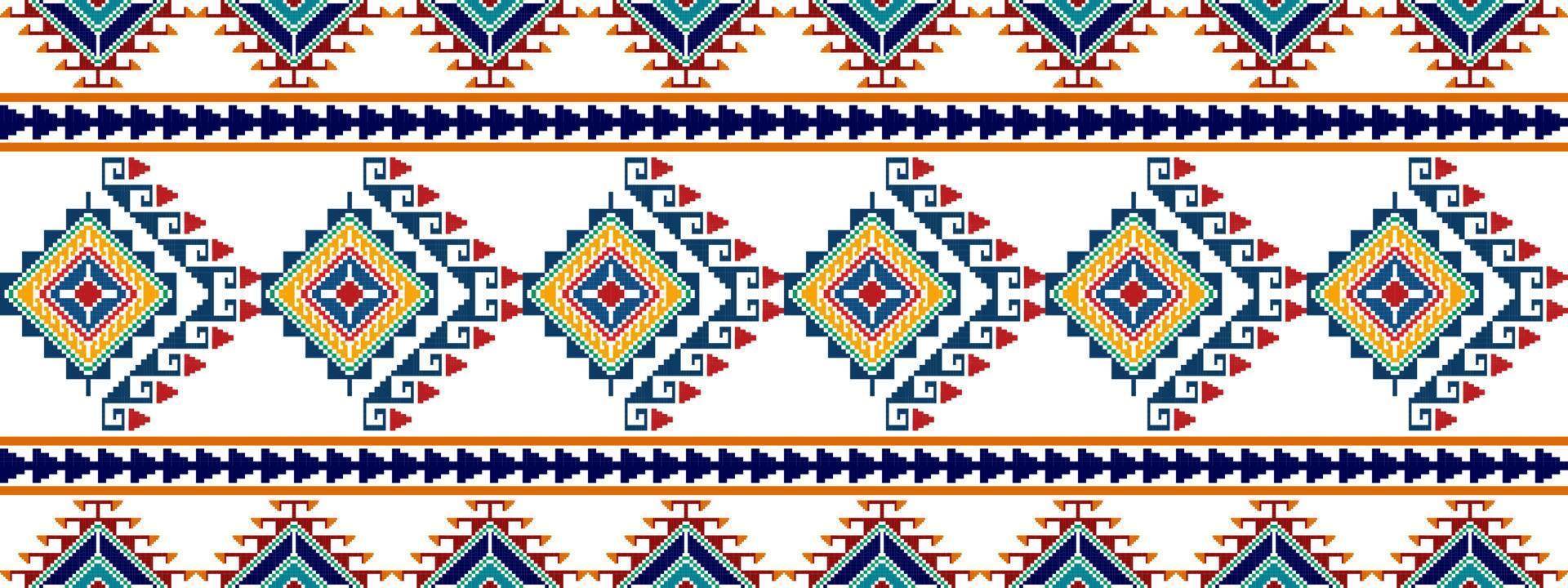 diseño de patrones sin fisuras étnicos ikat. alfombra de tela azteca adornos de mandala decoraciones textiles papel tapiz. fondo de vector de bordado tradicional de pavo étnico nativo boho tribal