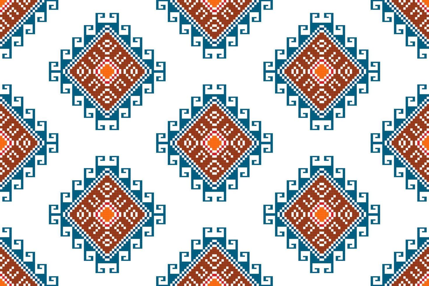 diseño de patrones sin fisuras étnicos ikat. alfombra de tela azteca adornos de mandala decoraciones textiles papel tapiz. fondo de vector de bordado tradicional de pavo étnico nativo boho tribal