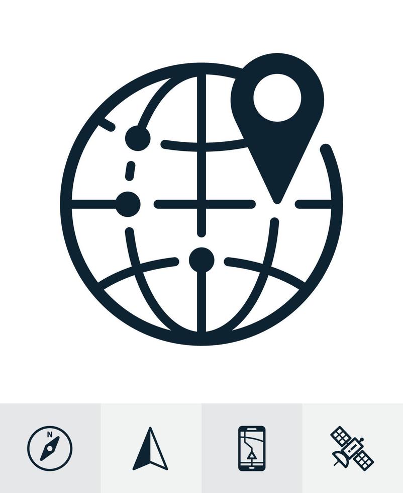 iconos de mapa y ubicación con fondo blanco vector