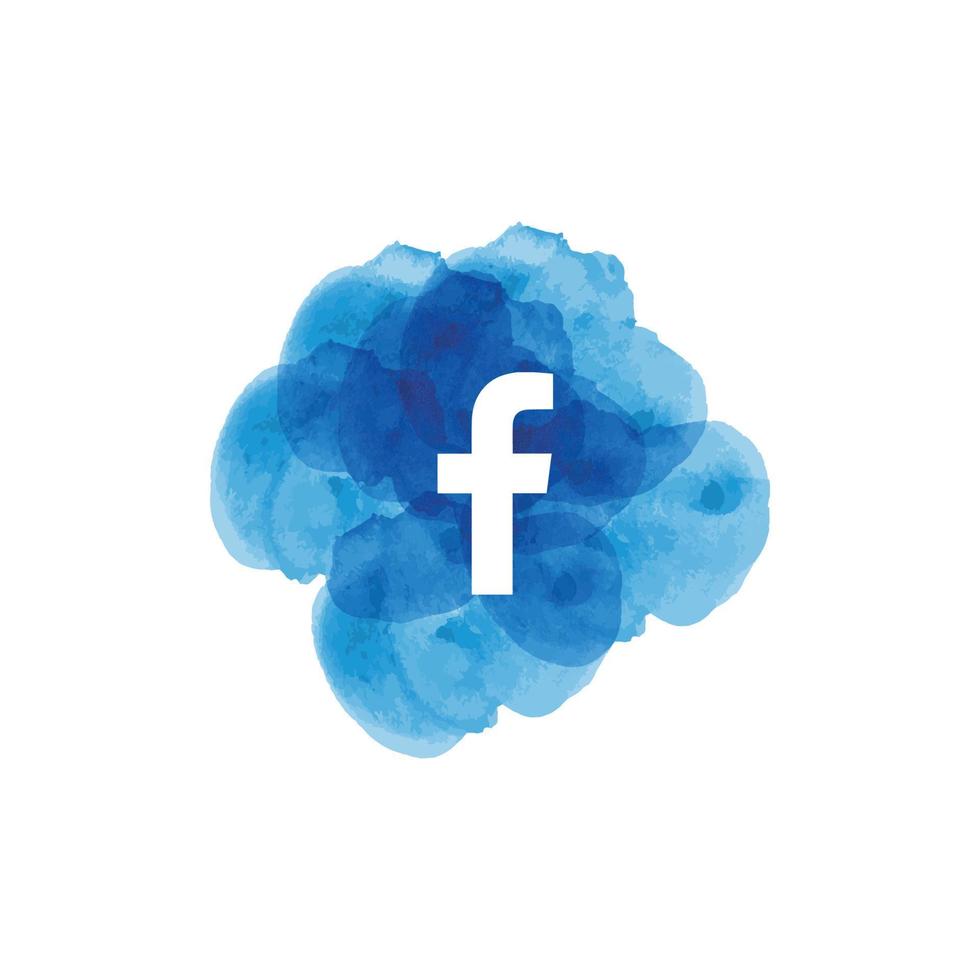 icono de logotipo de vector de facebook acuarela