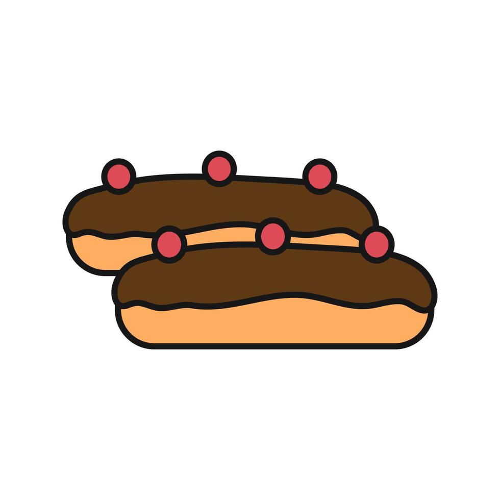 Eclair cake color icon. Isolated vector illustration