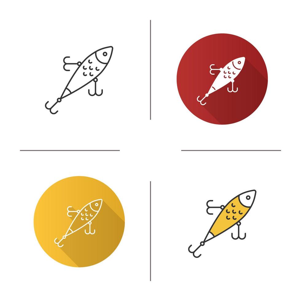 Lure icon. Flat design, linear and color styles. Spool bait. Fishing gear. Isolated vector illustrations