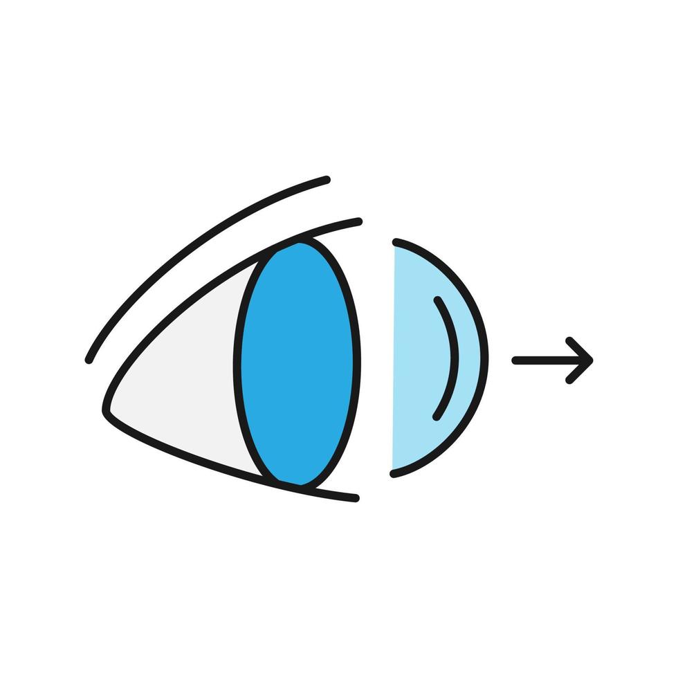 lentes de contacto ocular eliminando el icono de color. ilustración vectorial aislada vector