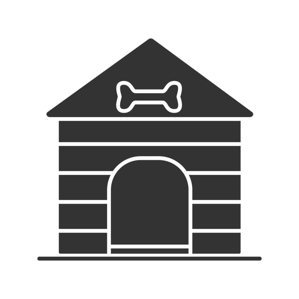 Dog's house glyph icon. Kennel. Silhouette symbol. Negative space. Vector isolated illustration