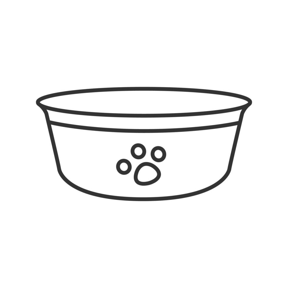 Dog's bowl linear icon. Thin line illustration. Contour symbol. Vector isolated outline drawing