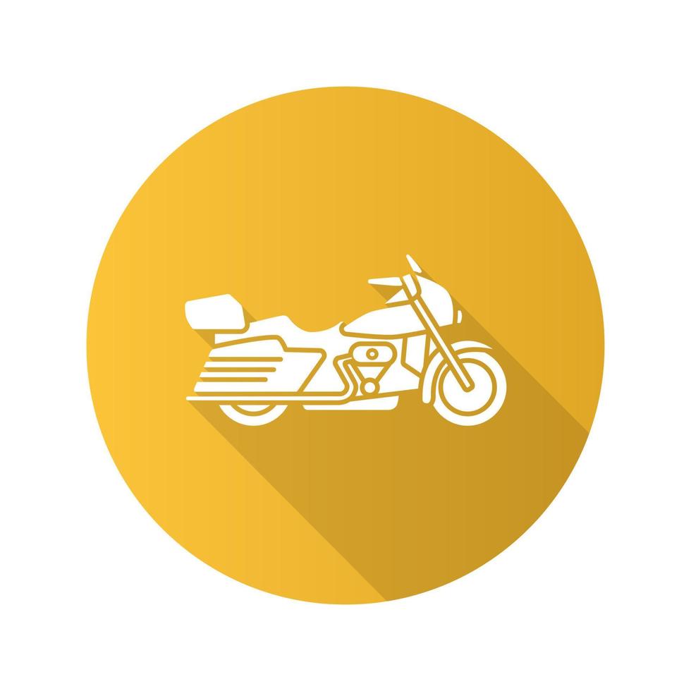 icono de glifo de sombra larga de diseño plano de moto. motocicleta. ilustración de silueta vectorial vector