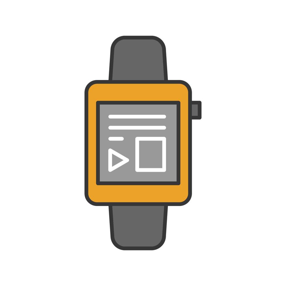 Smartwatch color icon. Digital wristwatch. Isolated vector illustration