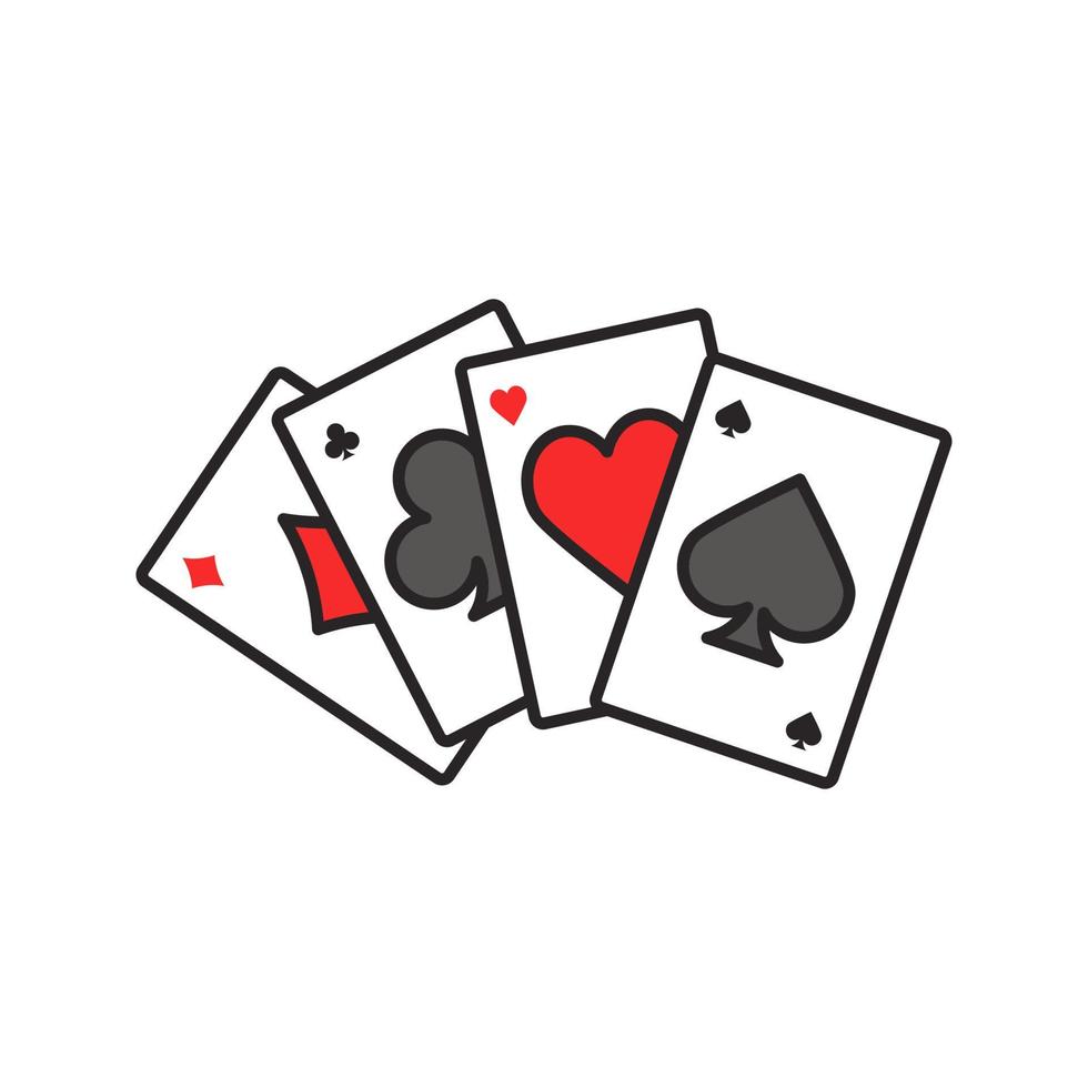 Four aces color icon. Playing cards. Poker. Kare. Isolated vector illustration