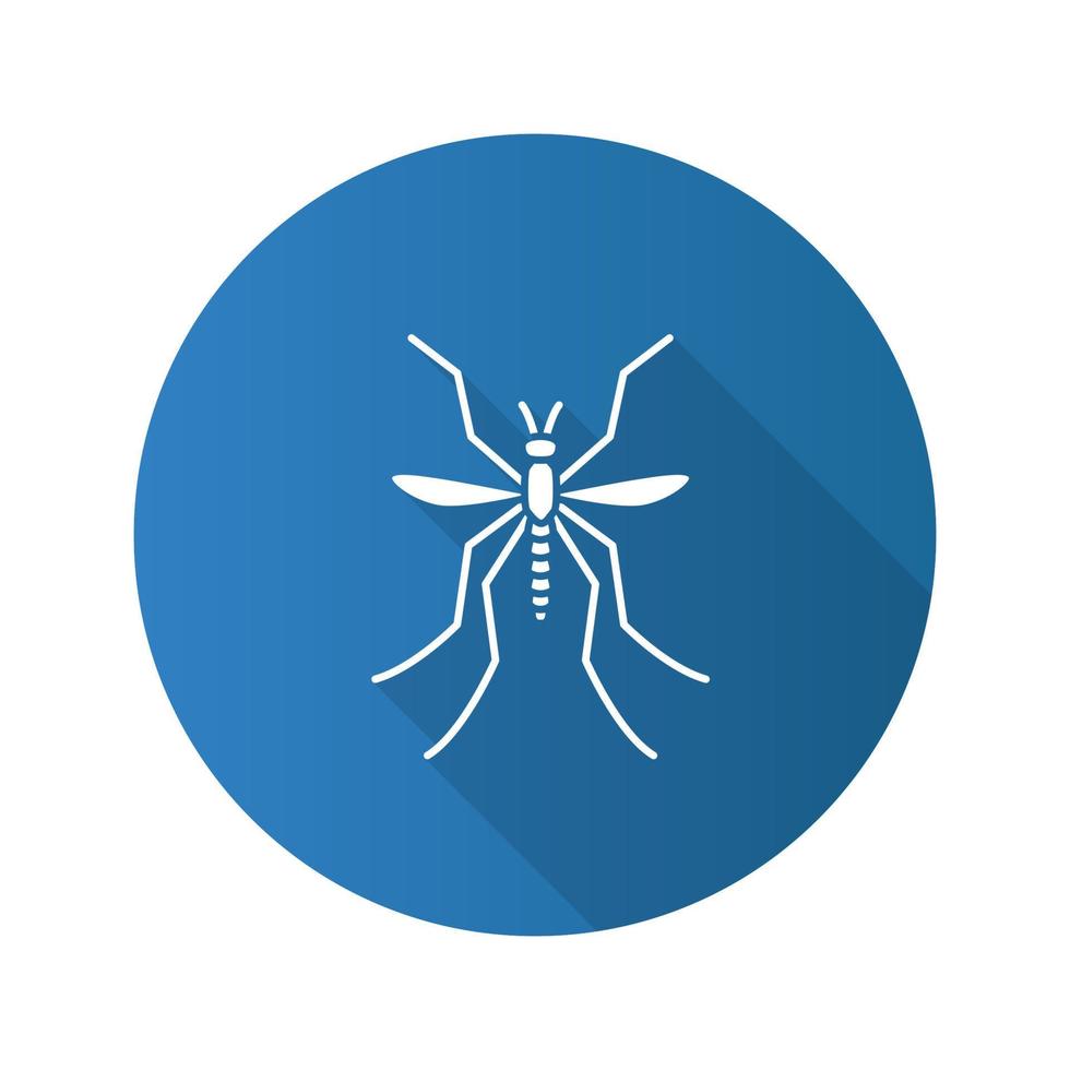 conjunto de iconos de glifo de sombra larga de diseño plano de mosquito. insecto. mosquito, mosquito. ilustración de silueta vectorial vector