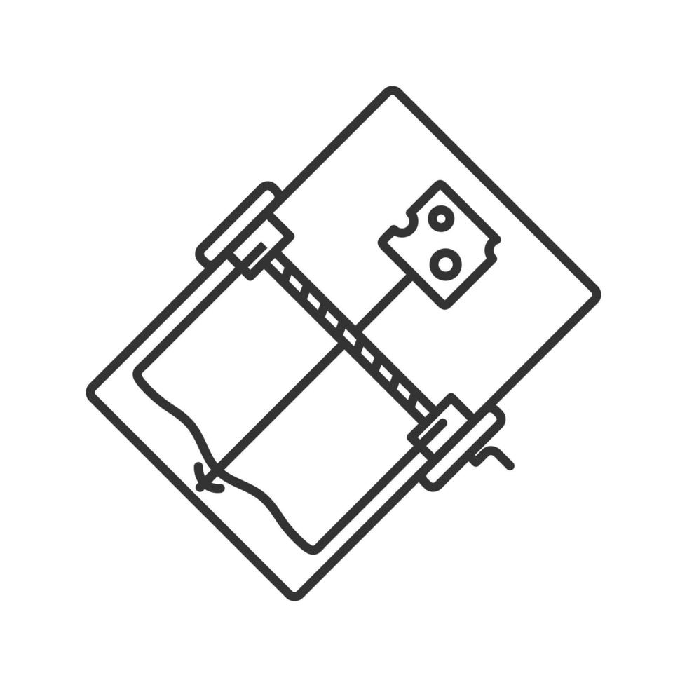 Mouse trap linear icon. Thin line illustration. Rodents bait. Contour ...