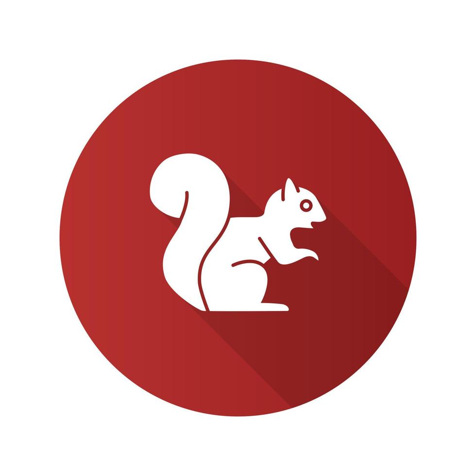 Squirrel flat design long shadow glyph icon. Chipmunk. Vector silhouette illustration