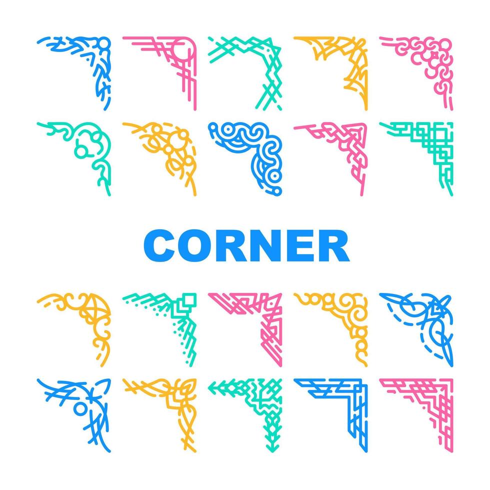 Corner Decoration Collection Icons Set Vector flat