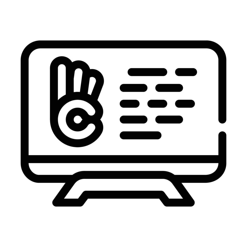 sign language translation and subtitling line icon vector illustration