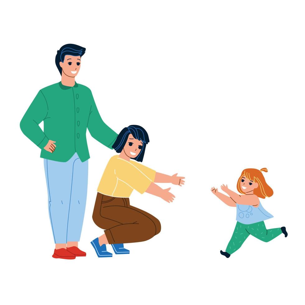 Kid Adoption Young Man And Woman Parents Vector